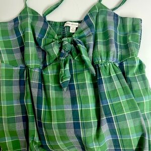 Madewell Green Plaid Tie-Front Top
